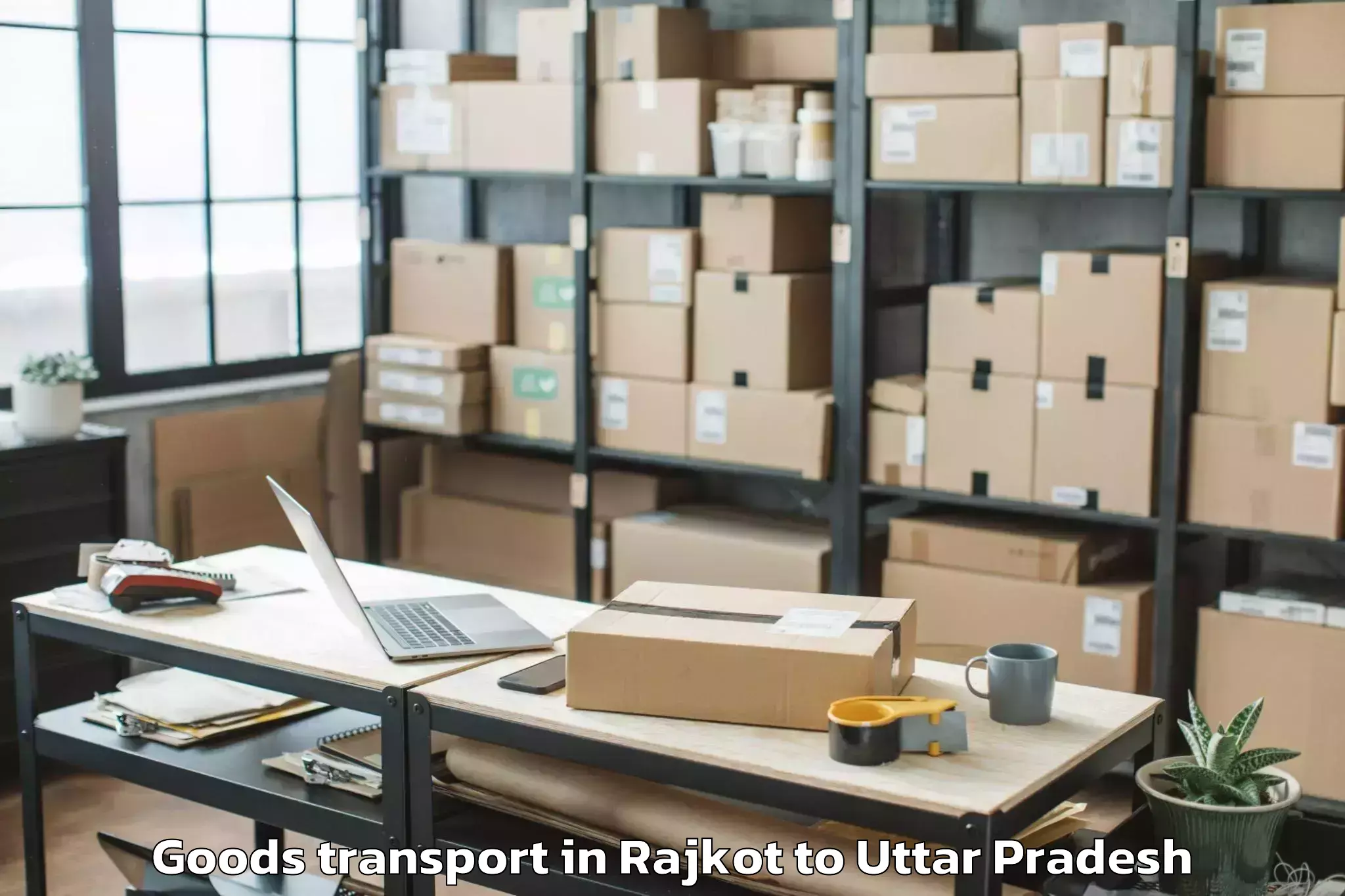 Leading Rajkot to Abhilashi University Bareilly Goods Transport Provider